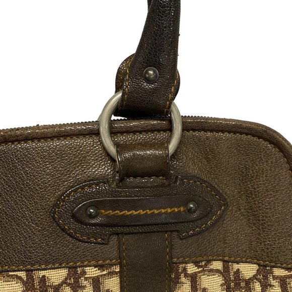 Auth DIOR/ChristianDior Vintage Traveler - Beige Dark Brown Jacquard Leather - Picture 10 of 16